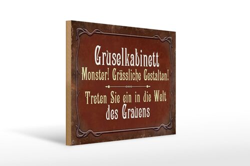 Holzschild Spruch 40x30cm Gruselkabinett treten Sie ein