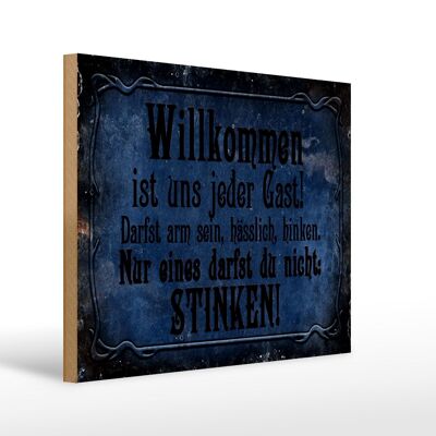 Holzschild Spruch 40x30cm Willkommen ist uns jeder Gast