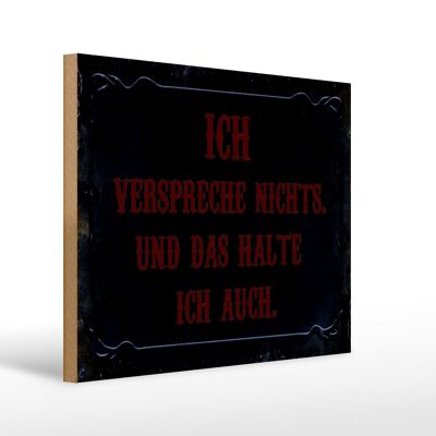 Holzschild Spruch 40x30cm verspreche nichts das halte auch