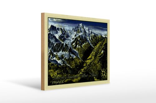 Holzschild France 40x30cm Vallee de Chamonix Mont Blanc