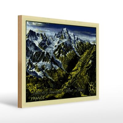 Cartel de madera Francia 40x30cm Vallee de Chamonix Mont Blanc