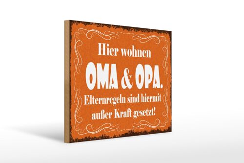 Holzschild Spruch 40x30cm hier wohnen Oma & Oma