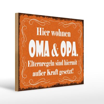 Holzschild Spruch 40x30cm hier wohnen Oma & Oma