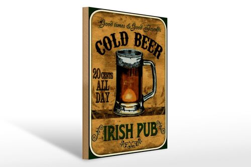 Holzschild Bier 30x40cm Irish Pub gold beer good times