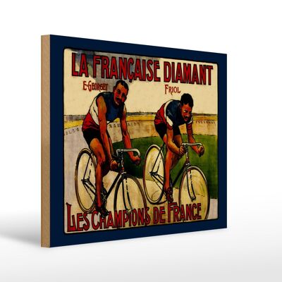 Cartel de madera retro 40x30cm bicicleta la francaise diamante