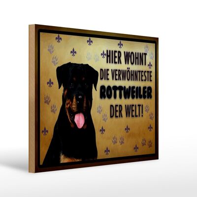 Cartel de madera que dice perro de 40x30 cm, el Rottweiler vive aquí.