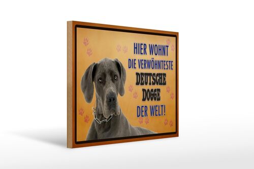 Holzschild Spruch 40x30cm Hund hier wohnt Deutsche Dogge