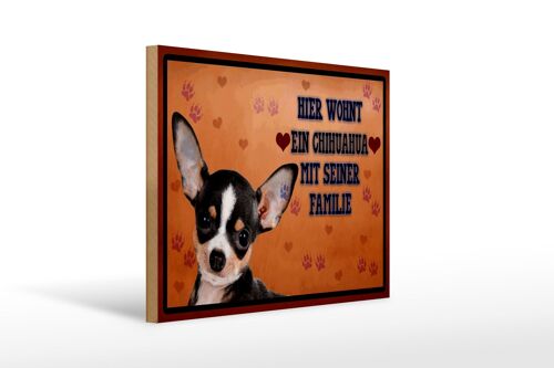 Holzschild Spruch 40x30cm Hund hier wohnt ein Chihuahua