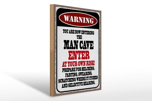 Holzschild Spruch 30x40cm warning man cave enter at your risk