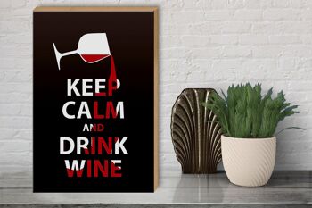 Panneau en bois disant 30x40cm Keep Calm and Drink Wine Gift 3