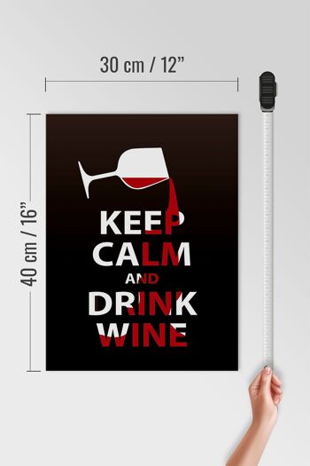 Panneau en bois disant 30x40cm Keep Calm and Drink Wine Gift 4