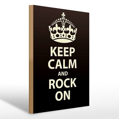 Cartello in legno con scritta "Keep Calm and Rock" 30x40 cm in regalo