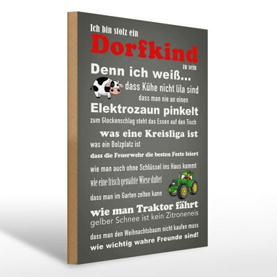 Holzschild Spruch 30x40cm ich bin stolz Dorfkind zu sein