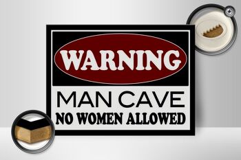 Panneau en bois 40x30cm Attention Man Cave pas de femme 2