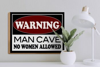 Panneau en bois 40x30cm Attention Man Cave pas de femme 3
