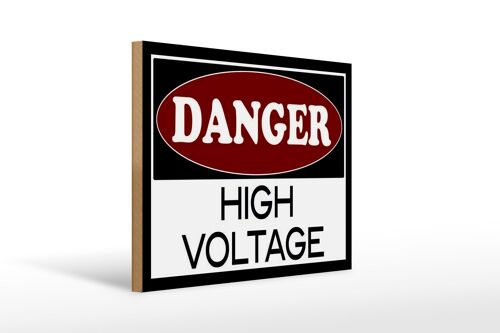Holzschild Hinweis 40x30cm Danger high voltage