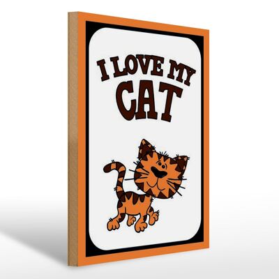 Holzschild Spruch 30x40cm Katze i love my Cat