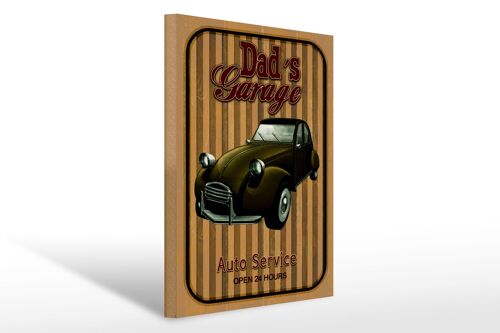 Holzschild Retro 30x40cm Dad´s Garage Auto Service open 24