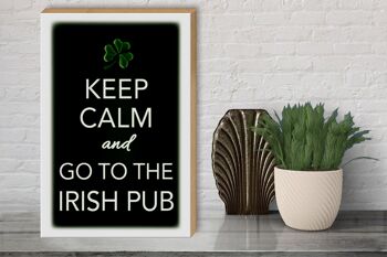 Panneau en bois disant 30x40cm Keep calm and go to Irish Pub 3