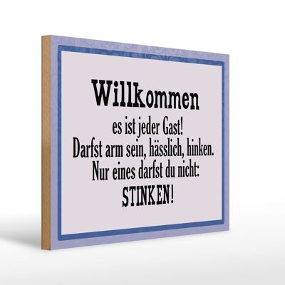 Holzschild Spruch 40x30cm Willkommen es ist jeder Gast