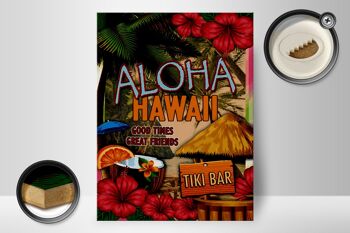 Panneau en bois Hawaï 30x40cm Aloha Tiki Bar good times great 2