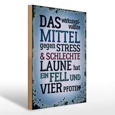 Cartel de madera que dice 30x40cm remedio para el estrés tiene 4 patas