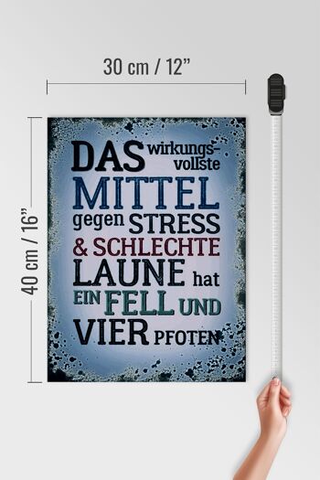 Panneau en bois disant 30x40cm remède contre le stress a 4 pattes 4