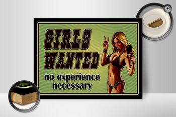 Panneau en bois Pinup 40x30cm Girls wanted no experience 2