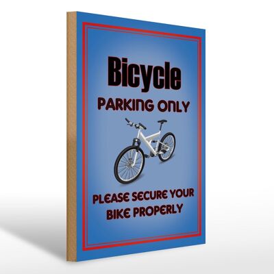 Letrero de madera parking 30x40cm bicicleta Sólo aparcamiento de bicicletas