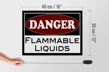 Panneau en bois avertissement 40x30cm Danger liquides inflammables 4