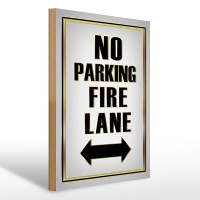 Letrero de madera aviso 30x40cm Prohibido estacionar carril de bomberos izquierda derecha