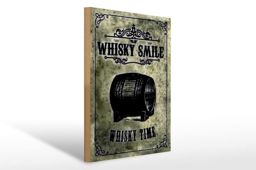 Holzschild 30x40cm Whisky Smile Whisky Time