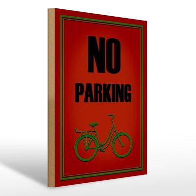 Cartello in legno parcheggio bicicletta 30x40 cm divieto di sosta