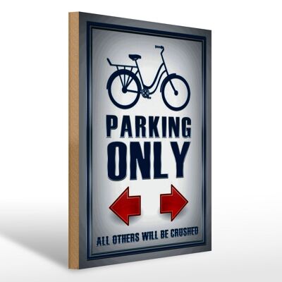 Letrero de madera parking 30x40cm Aparcamiento para bicicletas sólo izquierda derecha