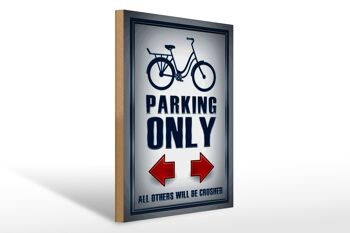 Panneau en bois parking 30x40cm Parking vélo uniquement gauche droite 1