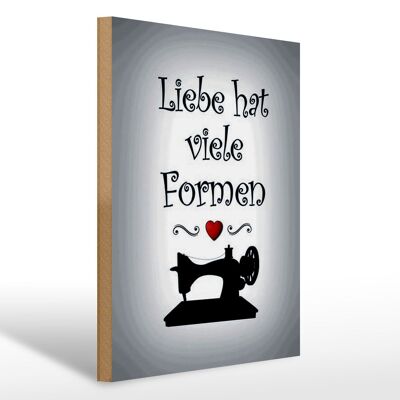 Panneau en bois indiquant 30x40cm L'amour à coudre a de nombreuses formes