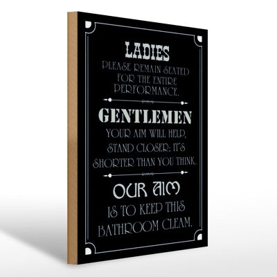 Cartello in legno con scritta 30x40 cm Ladies Gentlemen Bathroom