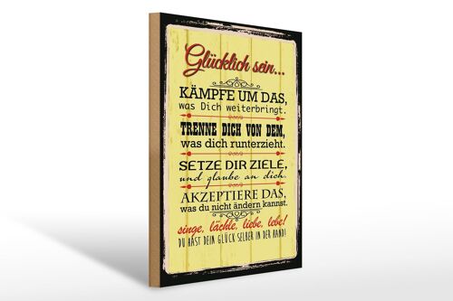 Holzschild Spruch 30x40cm Glücklich singe lächle liebe