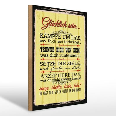 Holzschild Spruch 30x40cm Glücklich singe lächle liebe