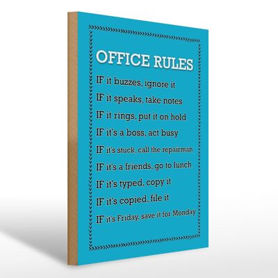 Holzschild Spruch 30x40cm Office Rules Office Regeln