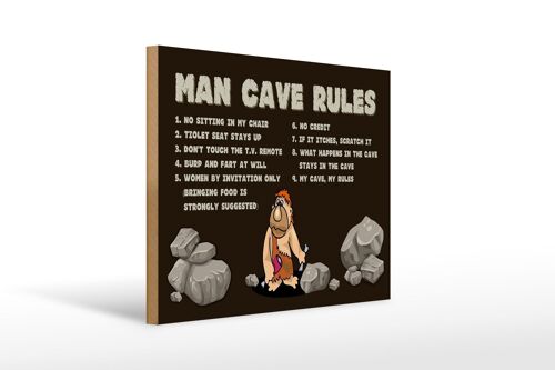 Holzschild Spruch 40x30cm man cave rules Männer Regeln