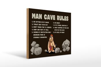 Panneau en bois disant 40x30cm Man Cave Rules Men Rules 1
