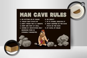 Panneau en bois disant 40x30cm Man Cave Rules Men Rules 2