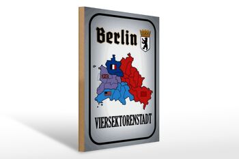 Panneau en bois indiquant la ville à quatre secteurs de Berlin 30x40cm 1
