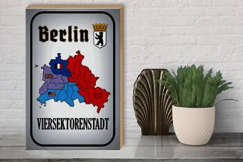 Panneau en bois indiquant la ville à quatre secteurs de Berlin 30x40cm 3