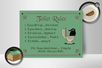 Panneau en bois indiquant les règles des toilettes 40x30cm si vous le soulevez 2