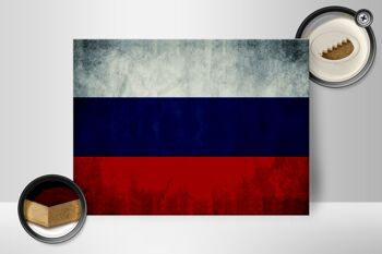 Drapeau en bois 40x30cm, drapeau de la Russie, drapeau de la Russie 2