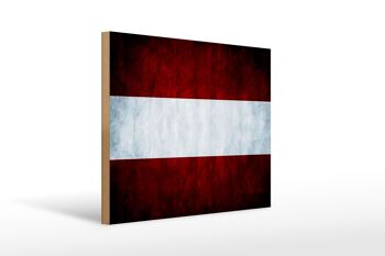 Drapeau panneau en bois 40x30cm drapeau Autriche 1
