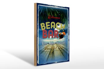 Panneau en bois indiquant 30x40cm Wilcome Beach Bar Beer Juice 1