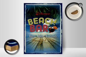 Panneau en bois indiquant 30x40cm Wilcome Beach Bar Beer Juice 2